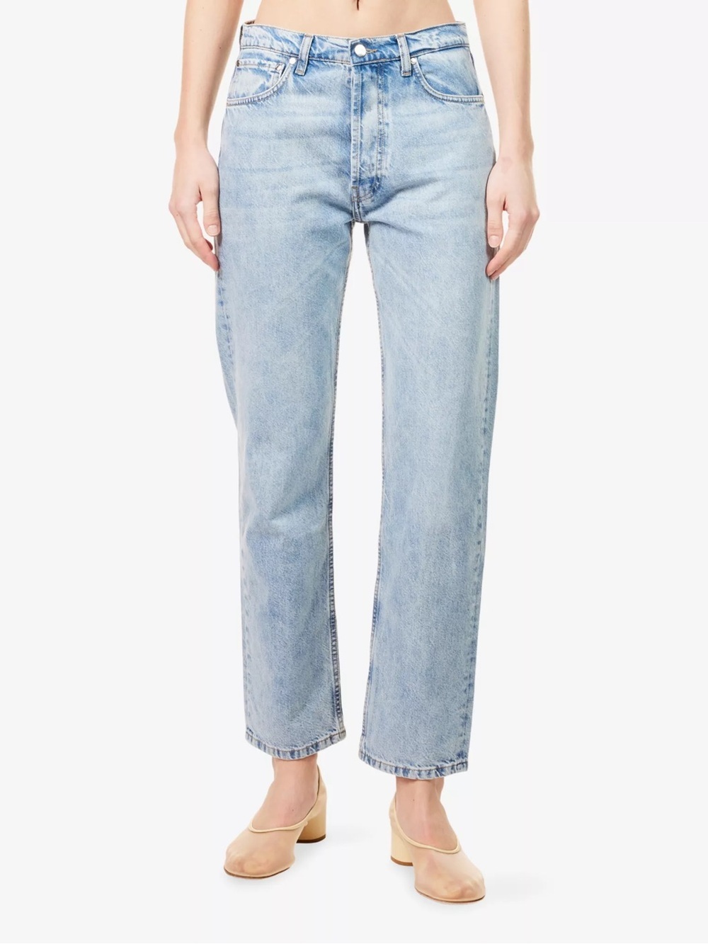 Djerf Avenue Relaxed Straight-Leg Denim Jeans Washed Blue Boho Women’s Size 25